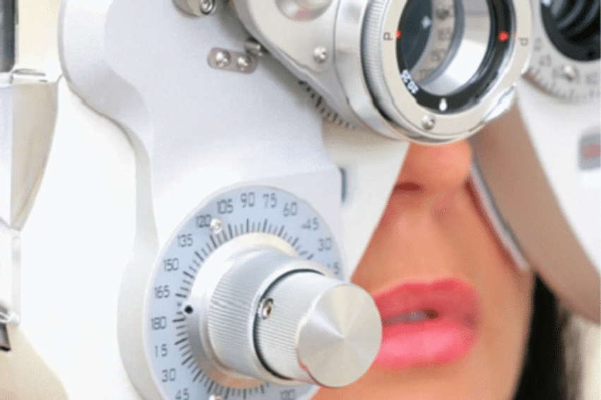 woman having her eyes checked