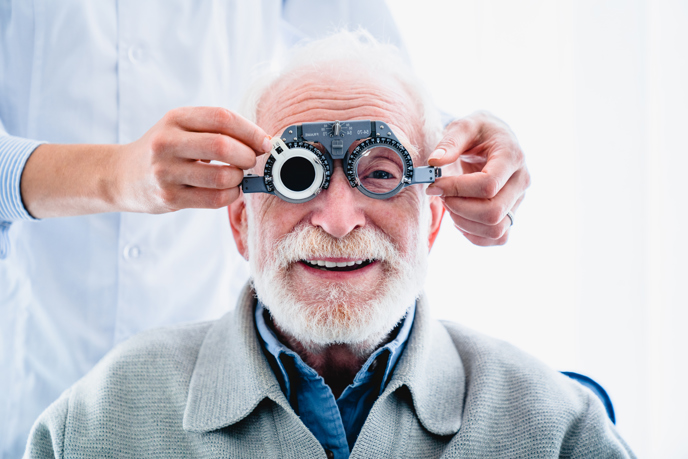 elderly man being prepeared for lasik to treat hyperopia