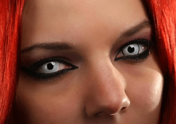 Woman wearing halloween contact lenses