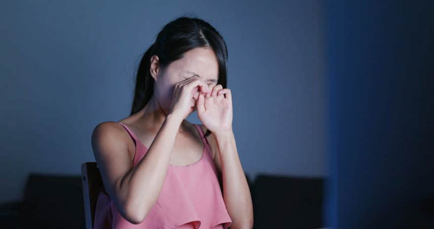 woman suffering from dry eyes