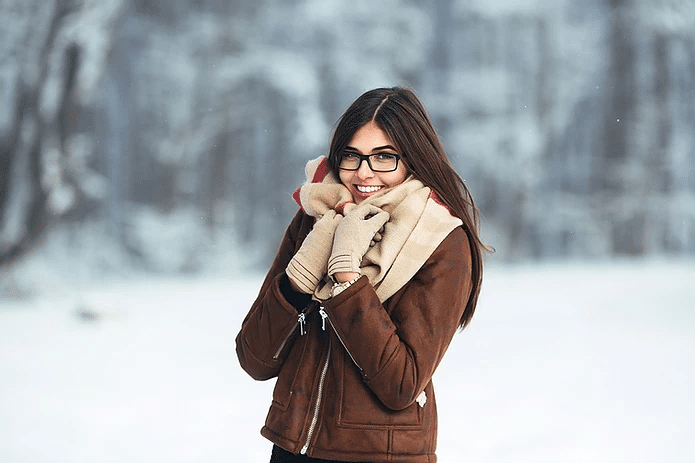 Woman wearing glasses during winter