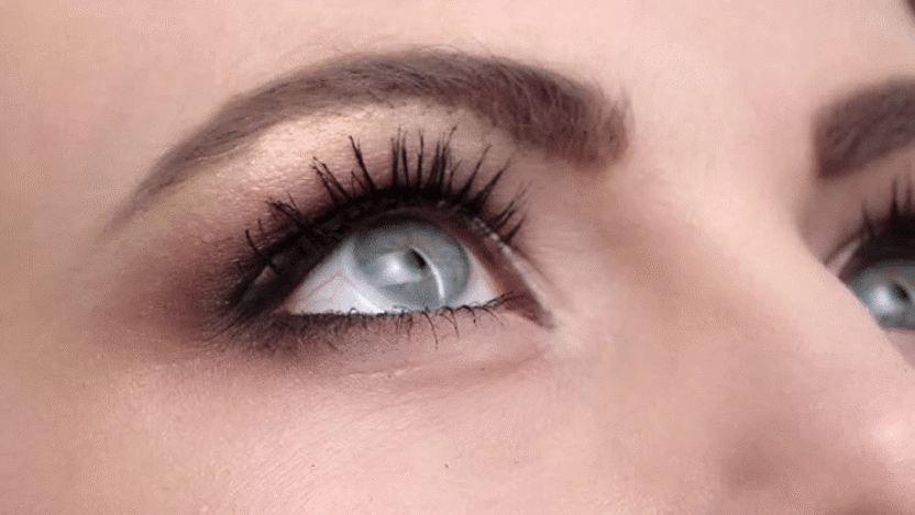 woman wearing contact lenses
