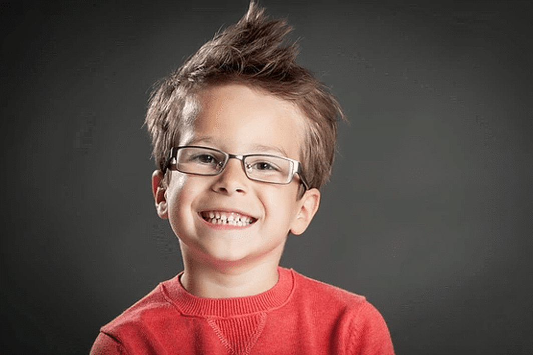 kid wearing glasses
