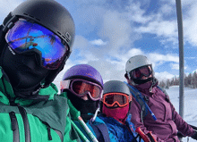 Family On Ski Lift Wearing Prescription Ski Goggles